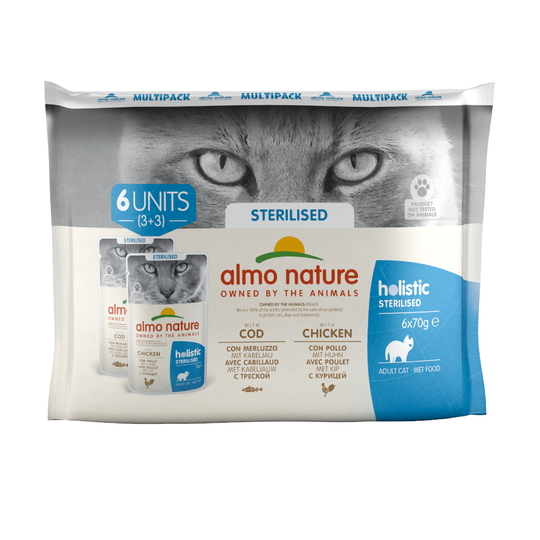 Almo Nature Holistic Sterilised portionspåse - Mix 6 x: 3 x med kyckling och 3 x med torsk