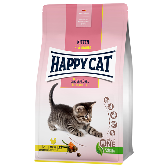Happy Cat Young Kitten Farm Poultry - Ekonomipack: 2 x 4 kg