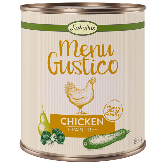 Ekonomipack: Lukullus Menu Gustico 12 x 800 g - Kyckling med broccoli, zucchini & päron