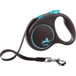 Koppel Flexi Black Design med Band S 5 m Ljusblå
