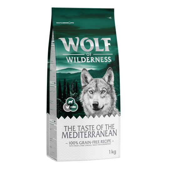 2 + 1 på köpet! 3 x 1 kg Wolf of Wilderness - Adult The Taste of Mediterranean