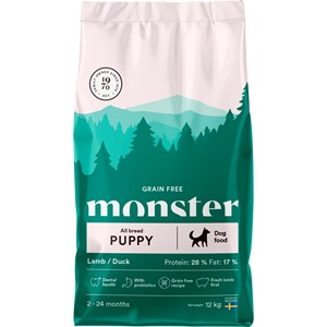 Valpfoder Monster Dog Grain Free Puppy All Breed Lamb/Duck, 12 kg