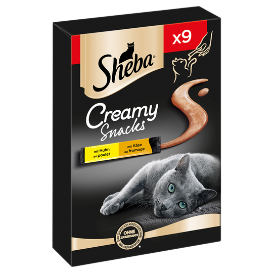 3 + 1 på köpet! 4 x Sheba Creamy Snacks - Kyckling + Ost (4 x 9 x 12 g)