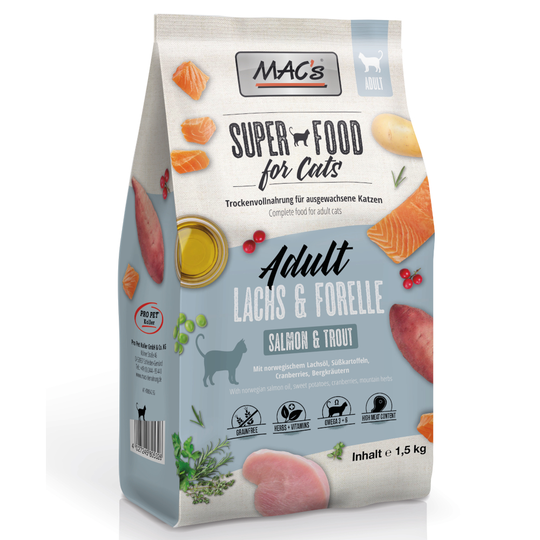 MAC's Superfood for Cats Adult Lax & öring - 1,5 kg