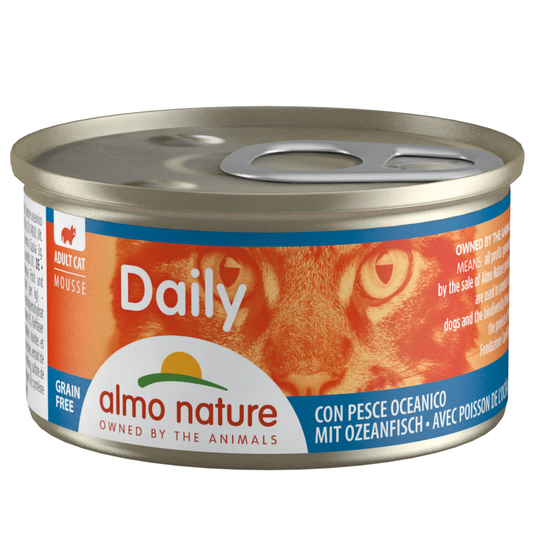 Provpack: 6 x 85 g Almo Nature Daily Menu - Mousse Havsfisk + lax (2 sorter)