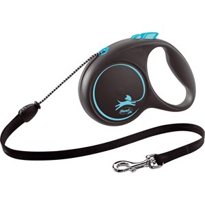 Koppel Flexi Black Design M 5 m Ljusblå