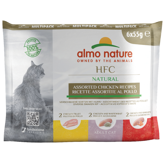 Ekonomipack: Almo Nature HFC Pouch 12 x 55 g - 3 sorters kyckling