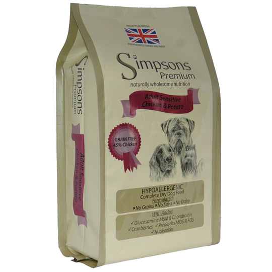 Ekonomipack: Simpsons Premium 2 x 12 kg - Adult Sensitive Chicken & Potato