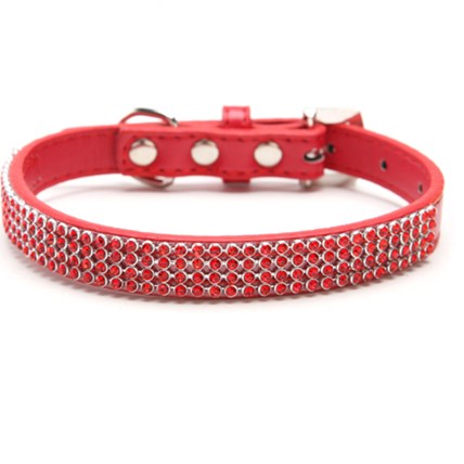 Hundhalsband Röd strass, S