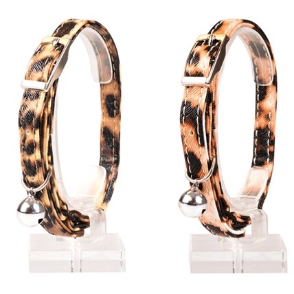 Katthalsband Leopard Leatherette, Beige