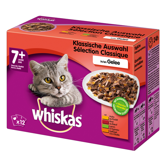 Ekonomipack: Whiskas 7+ Senior portionspåse 48 x 100 g - 7+ Klassiskt urval i gelé 100 g