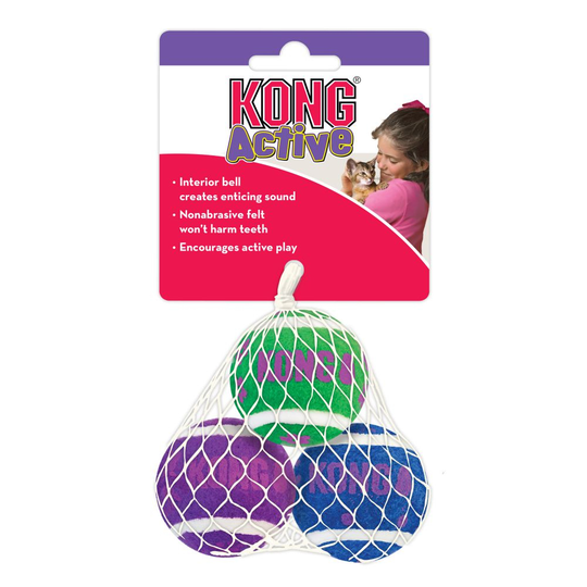 KONG Active Cat tennisbollar med bjällror - 3 st