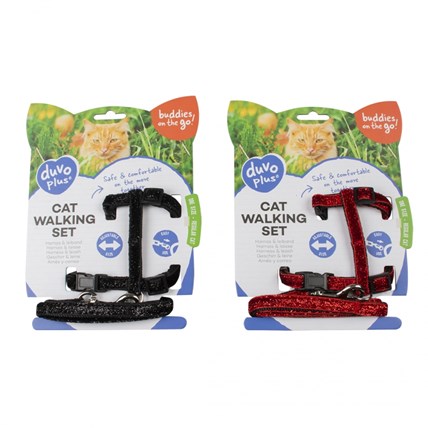 Kattsele SET DuvoPlus Glitter, Svart