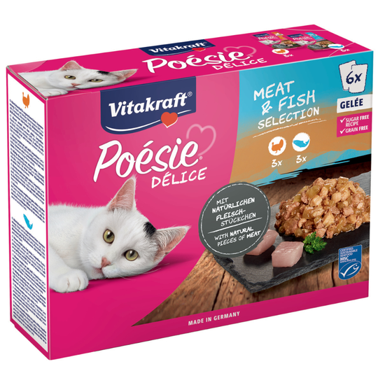Vitakraft Poésie DéliSauce Pouch blandpack 6 x 85 g Meat & Fish Selection
