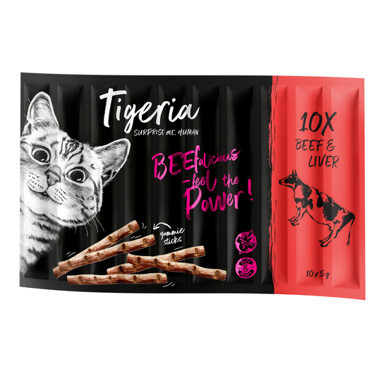 Ekonomipack: Tigeria Sticks 60 x 5 g - Nötkött & lever