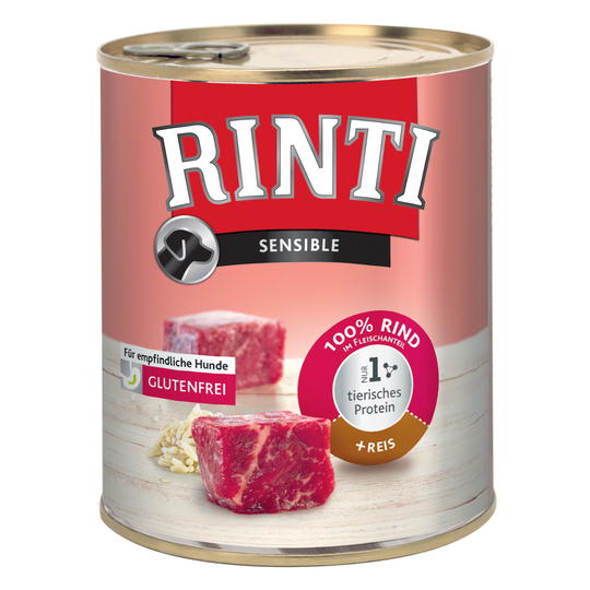 Ekonomipack: RINTI Sensible 24 x 800 g - Nötkött & ris