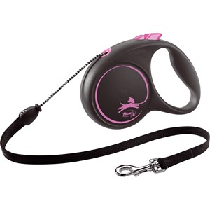 Koppel Flexi Black Design M 5 m Rosa