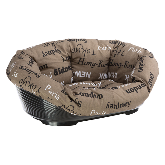 Ferplast hundkorg Siesta Deluxe svart med överdrag Sofà - Cities Set stl 6, L 70,5 x B 52 x H 23,5 cm