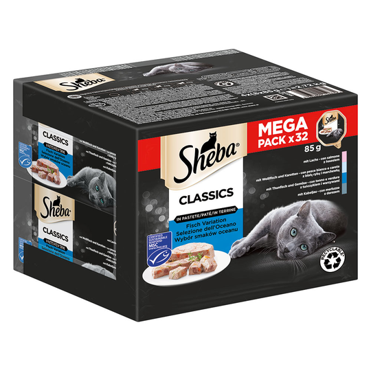 Multipack Sheba Varieties portionsform 32 x 85 g - Classics in Paté