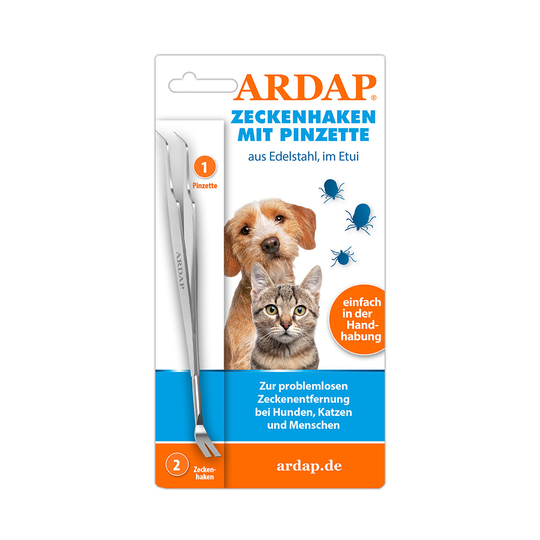 Ardap fästingkrok med pincett - Av rostfritt stål