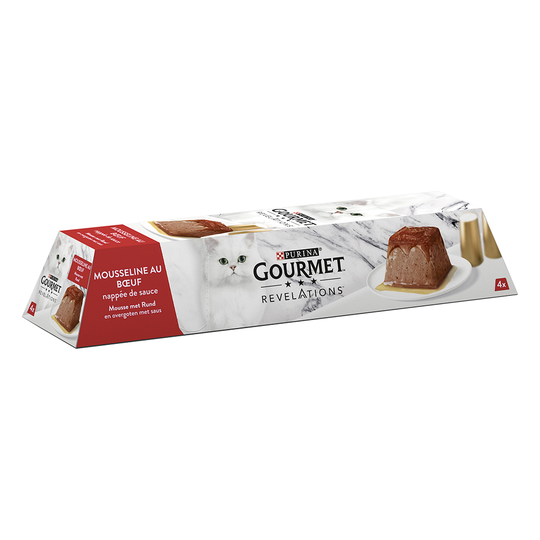 8 + 4 på köpet! Gourmet Revelations Mousse kattmat - Nötkött (12 x 57 g)