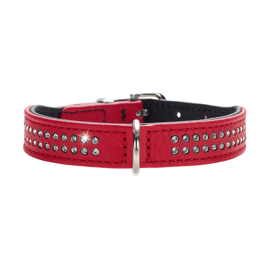 HUNTER Diamond Petit halsband rött/svart - Stl. 42: 35-39 cm halsomfång, B 26 mm