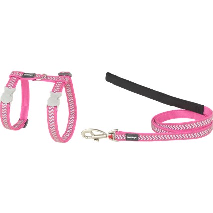Kattsele reflex med koppel RedDingo Rosa