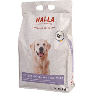 Hundfoder Halla Kyckling och Ris, 3,25 kg