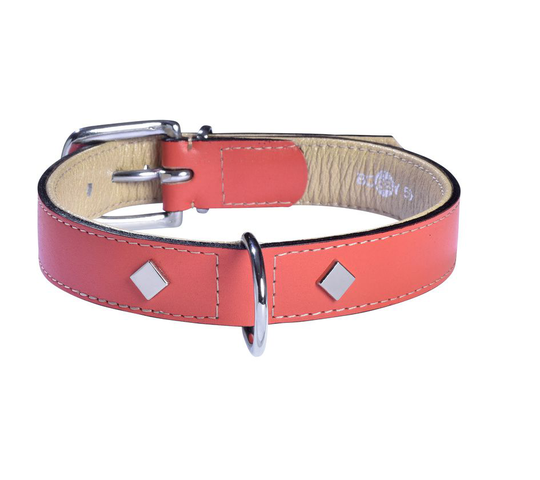 Bobby Tomy Läderhalsband - Korallrosa (45 cm)