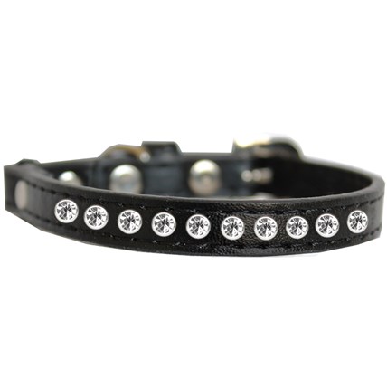 Katthalsband Svart med 12 Strass stenar