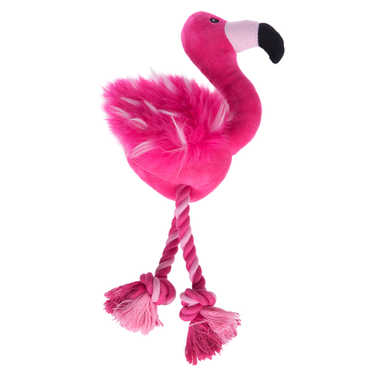 Flamingo med rep hundleksak - 1 st