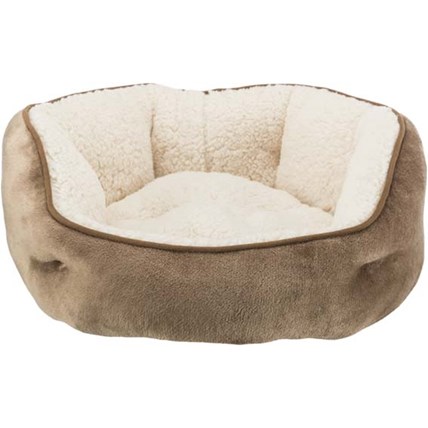 Kattbädd Cosma rund brun/beige