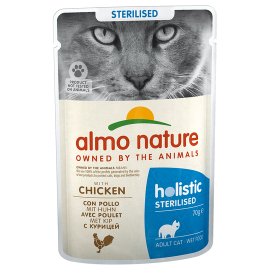 Almo Nature Holistic Sterilised portionspåse - Ekonomipack: 24 x 70 g med kyckling