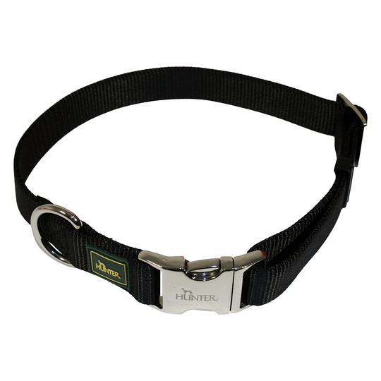 HUNTER Vario Basic Alu-Strong halsband, svart - Storlek M: 40 - 55 cm halsomfång