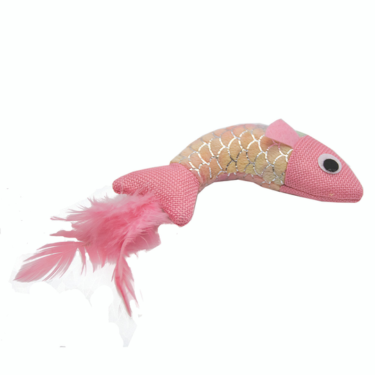 Fiskfjällsmönstrad Fisk med små fjädrar - Rosa/Silver