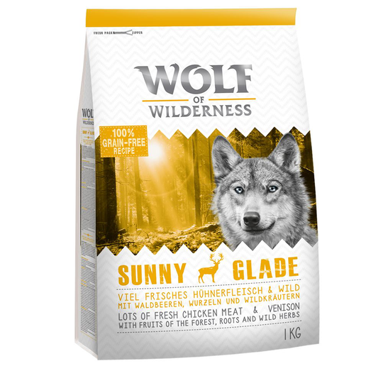 2 + 1 på köpet! 3 x 1 kg Wolf of Wilderness Classic/Soft - Adult Sunny Glade - Deer