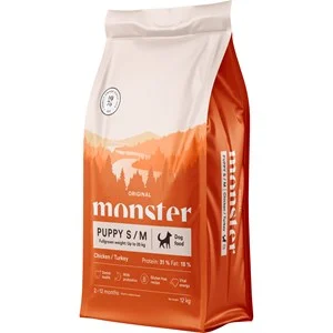 Hundfoder Monster Dog Original Puppy S/M Chicken/Turkey, 12 kg