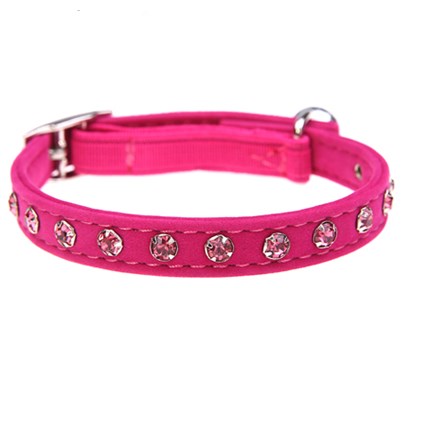 Katthalsband Sammet strass Rosa