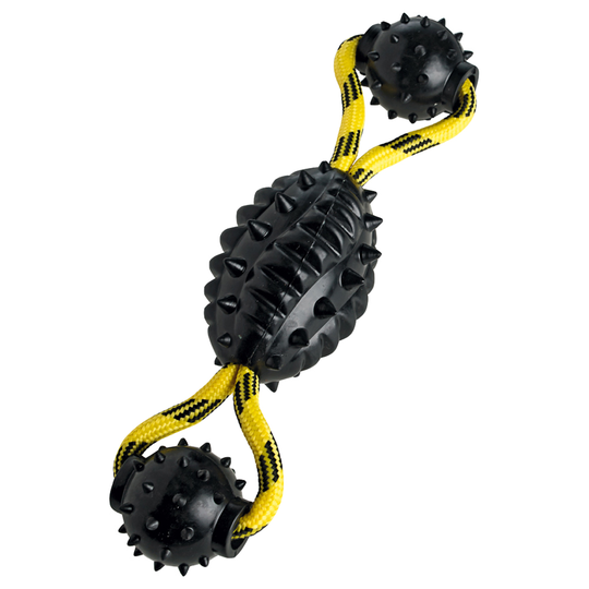 HUNTER Spike Ball med rep hundleksak - L 30 x Ø 7 cm